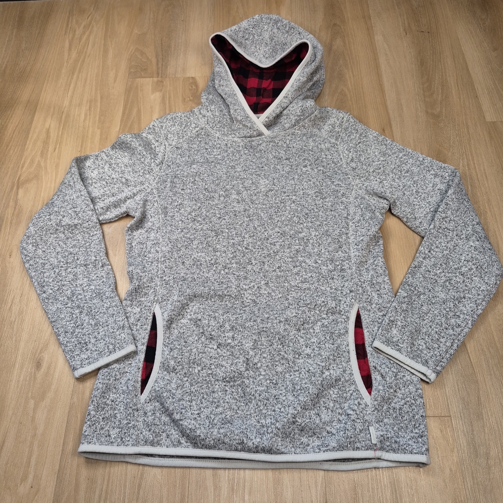 Eddie Bauer Gray and Red Hooded womens Sweater sz M